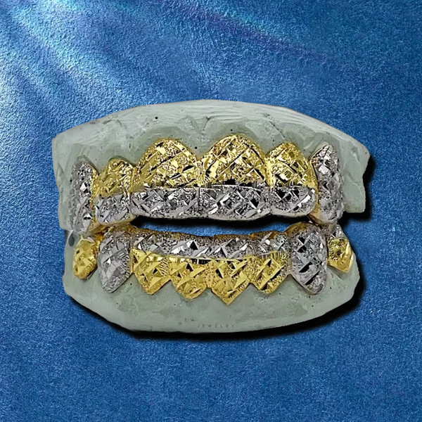 925 Sterling Silver Two Tone Iced Out Grillz
