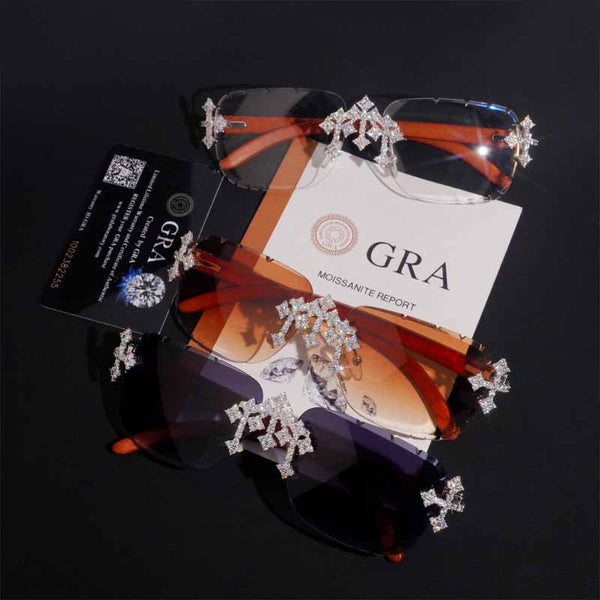 Moissanite Cross Design Sunglasses
