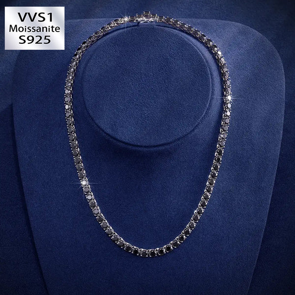 3/4/5mm S925 Black Moissanite Tennis Chain