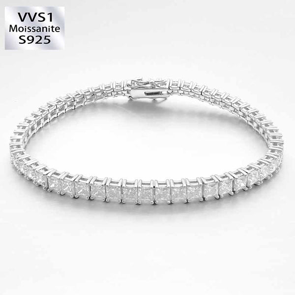 3mm Moissanite Hip Hop Princess Square Tennis Chain