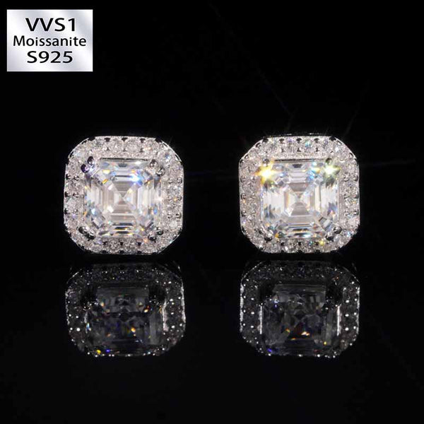 Moissanite Fancy Princess Square Stud Earrings