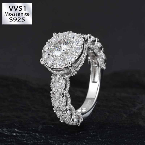 S925 Silver Moissanite Hip Hop Luxury Rock Candy Ring