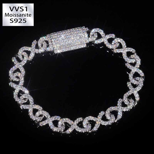 10mm Moissanite Exquisite Luxury Unlimited Cross Cuban Bracelet