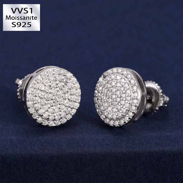 Moissanite Hip Hop Personality Round Earrings