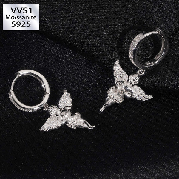 S925 Silver Moissanite Creative Personality Angel Earrings