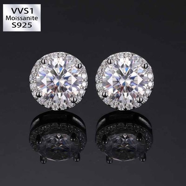 0.5ct/1ct/2ct Moissanite Classic Rock Sugar Magnetic Earrings