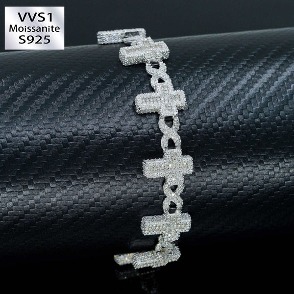 8mm Moissanite Infinite Cross Design Bracelet