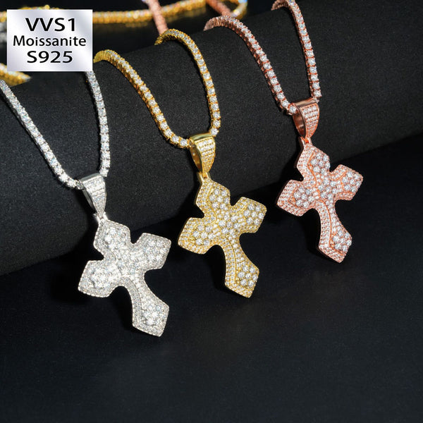 Moissanite Unique Design Cross Pendant