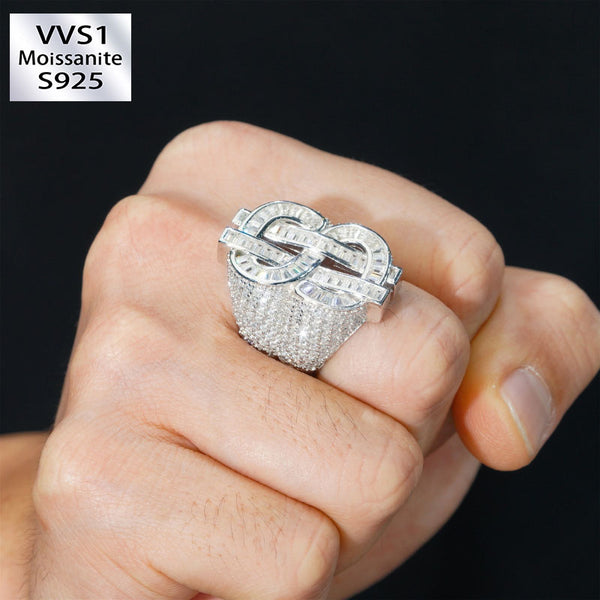 Moissanite Hip Hop Dollar Sign Ring