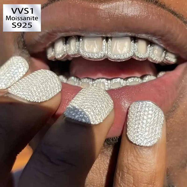Moissanite Water Drop Hollow Bar Grillz