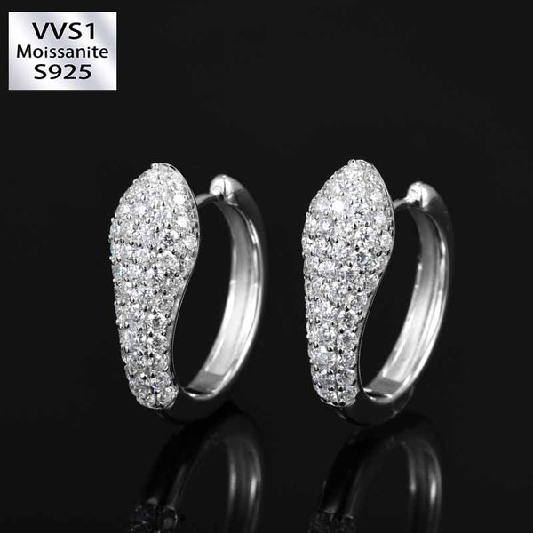 S925 Silver Moissanite Hip Hop Creative Snake Earrings