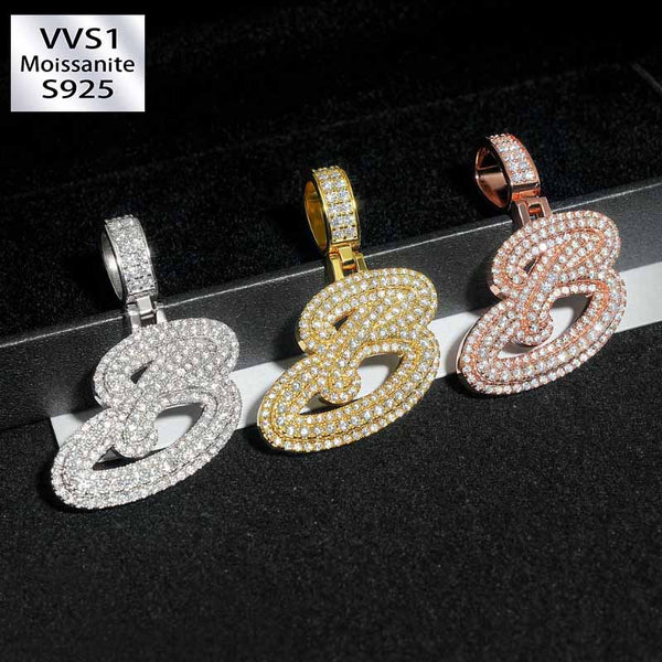 Moissanite Hip Hop Personality B Letter Pendant