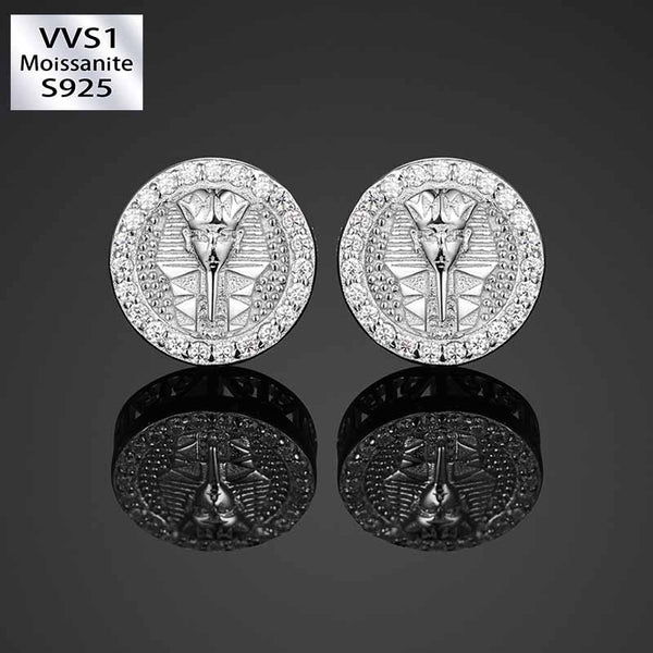 S925 Moissanite Pharaoh Round Stud Earrings