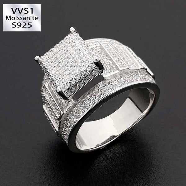 Moissanite Hip Hop Square Diamond Layer Ring