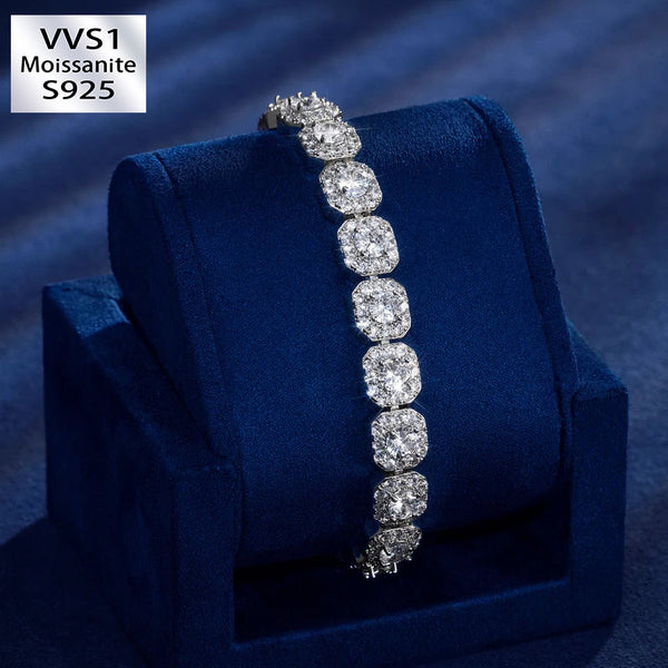 S925 Moissanite 10MM Clustered Tennis Bracelet