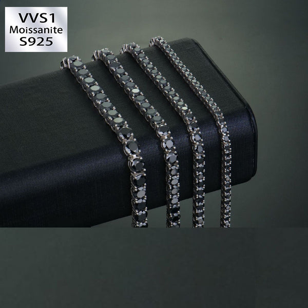 3mm Moissanite Black Diamond Tennis Chain