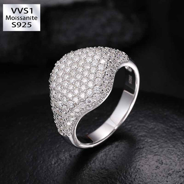 S925 Silver Moissanite Hip Hop Arc Full Diamond Ring