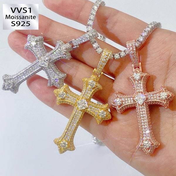 Moissanite Elegant Cross Pendant